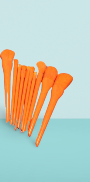 10 Pcs Professional Makeup Brush Set – Face, Eyes & Lips | Concealer, Blush, Eyeshadow, Highlighter | Orange & Green Colors – Orange